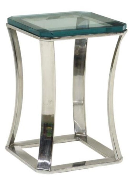 MODERN GLASS TOP CHROME SIDE TABLEModern 3564f4