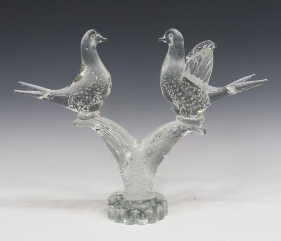 MURANO STYLE ART GLASS SCULPTURE PERCHED