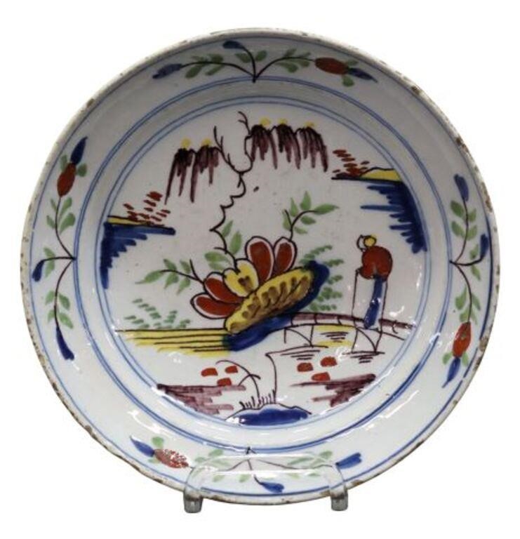 DELFT POLYCHROME CHINOISERIE BOWL, 18TH