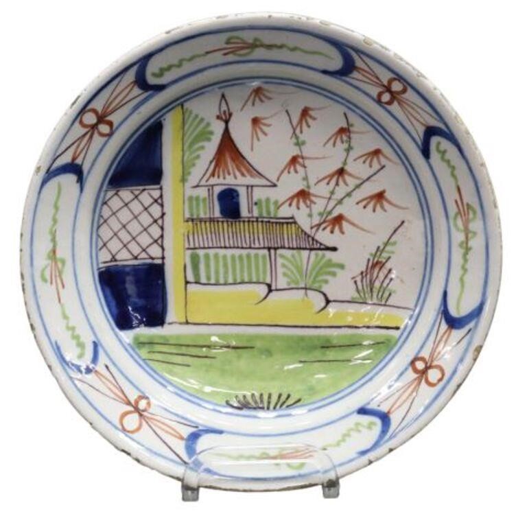 DELFT POLYCHROME CHINOISERIE BOWL, 18TH