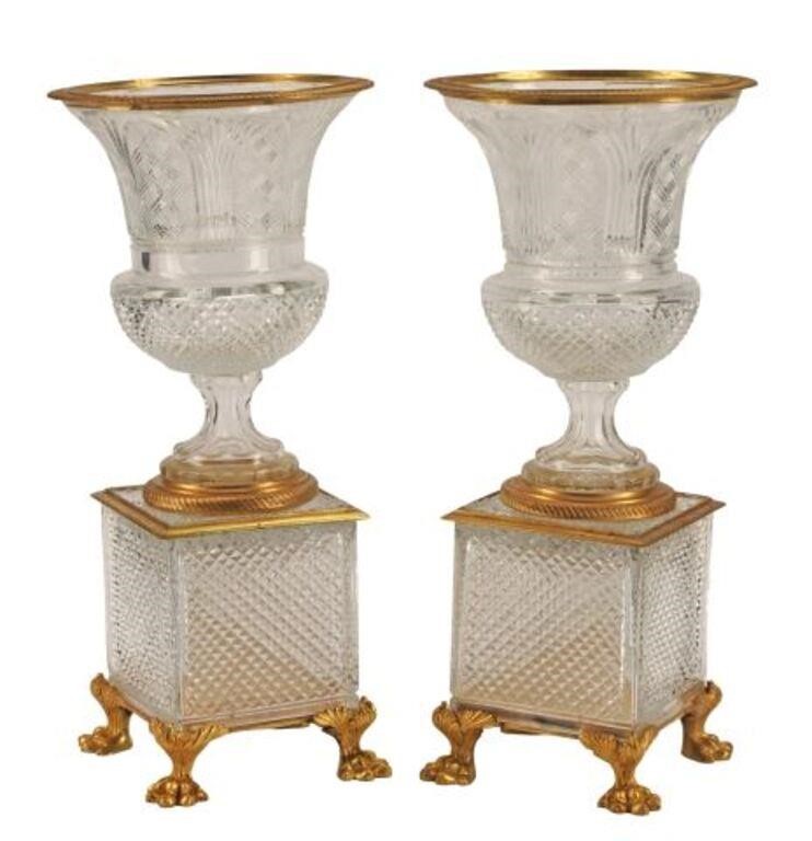  2 BACCARAT STYLE ORMOLU MOUNTED 35654c