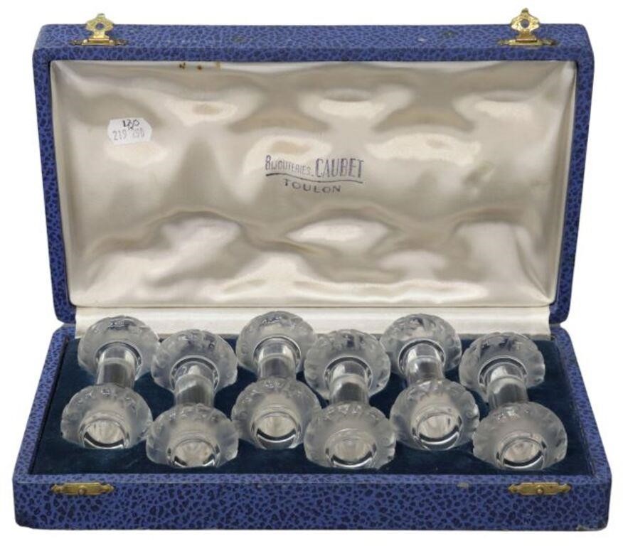  6 LALIQUE SAINT HUBERT GLASS 35656f