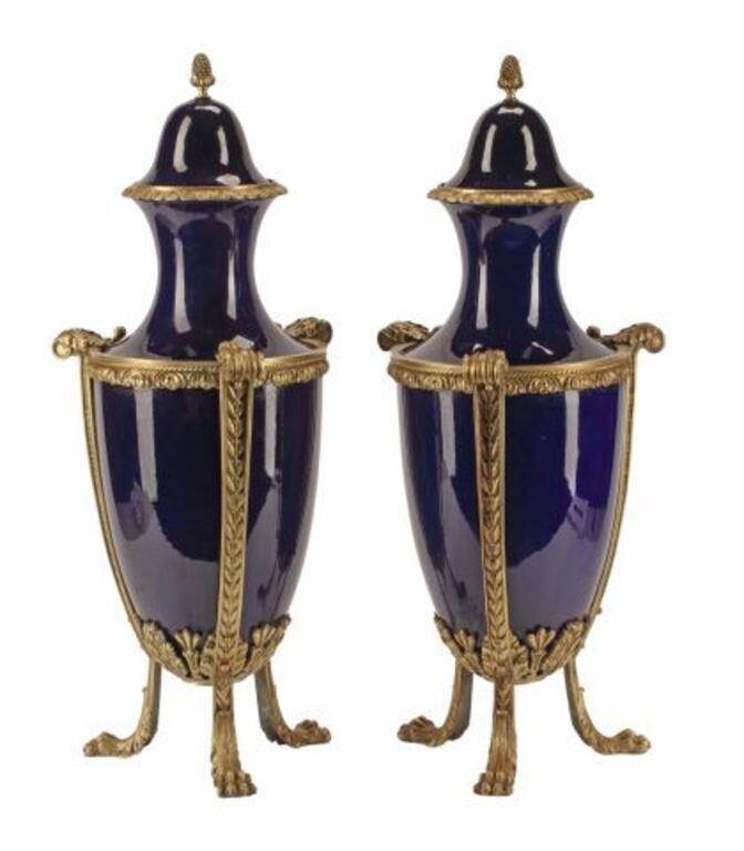 (2) SEVRES STYLE ORMOLU-MOUNTED PORCELAIN