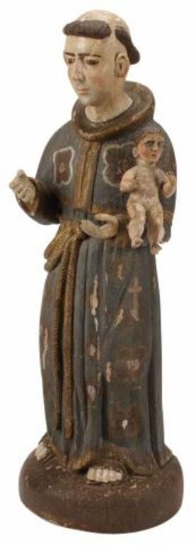 CARVED SANTO ALTAR FIGURE SAN ANTONIO 35659d