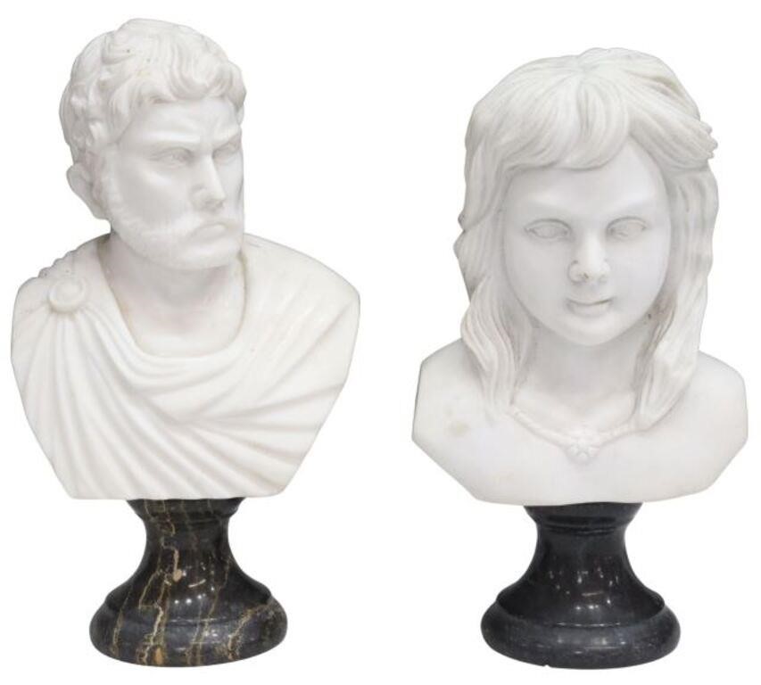 (2) DECORATIVE MARBLE BUSTS EMPEROR