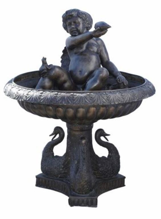 PATINATED BRONZE WINGED PUTTO GARDEN 3565f1