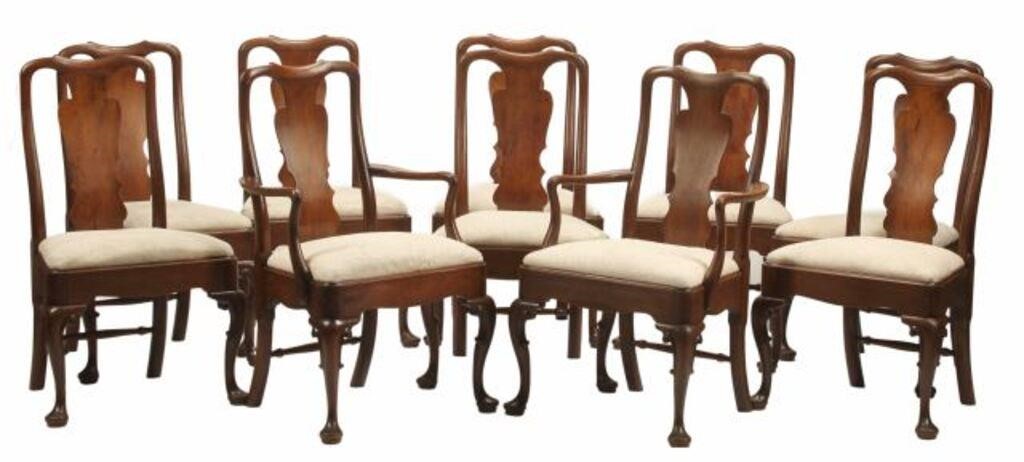 (10) QUEEN ANNE STYLE MAHOGANY
