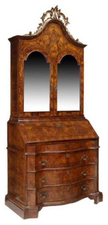 VENETIAN BURL WALNUT MIRRORED SECRETARY 356618