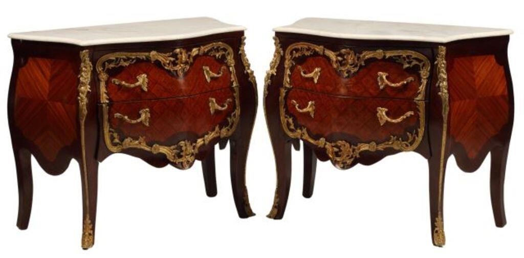  2 LOUIS XV STYLE MARBLE TOP INLAID 356622
