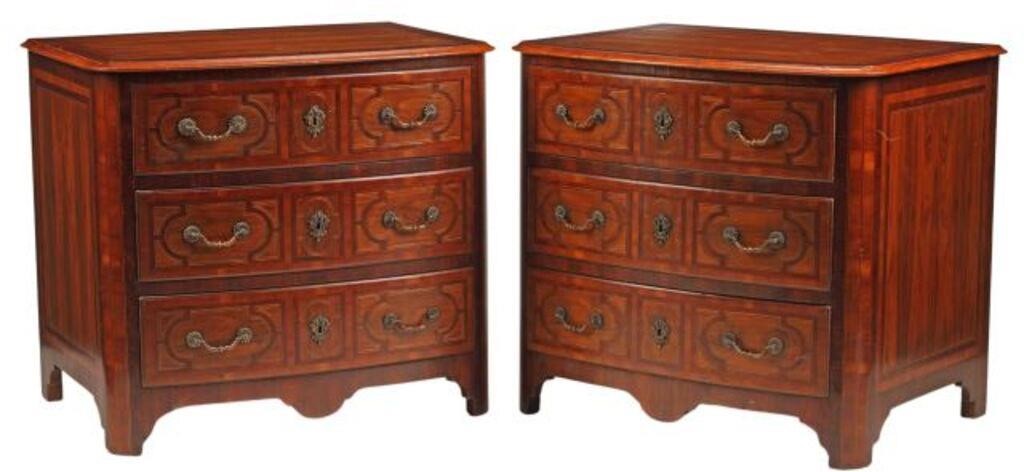 (2) REGENCE STYLE INLAID THREE-DRAWER