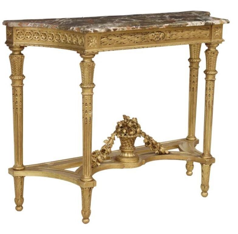LOUIS XVI STYLE MARBLE TOP CONSOLE 356635