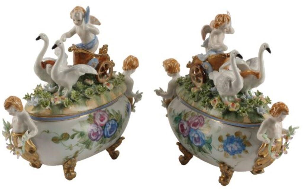  2 MEISSEN STYLE PORCELAIN COVERED 356655