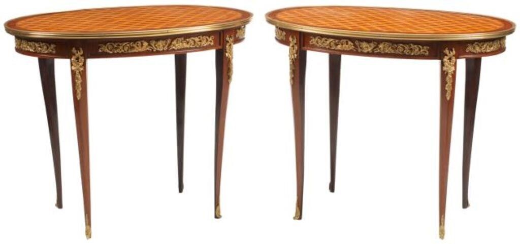 (2) LOUIS XV STYLE PARQUETRY INLAID