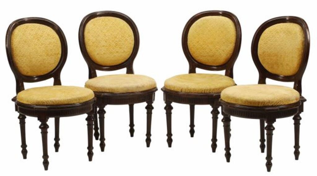  4 LOUIS XVI STYLE UPHOLSTERED 35667f