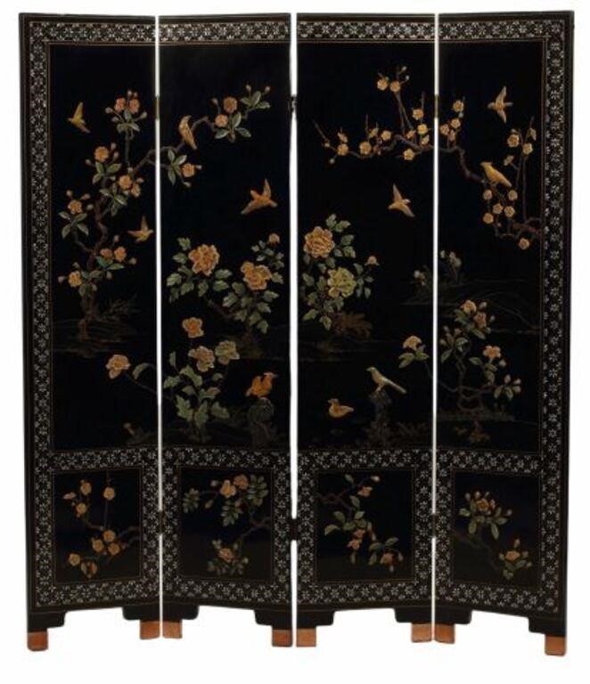 CHINESE LACQUERED & INLAID FOUR