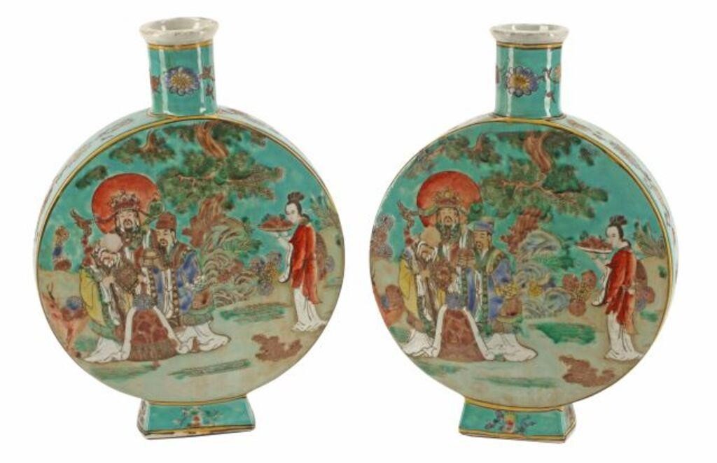 (2) CHINESE PORCELAIN MOON-FLASK