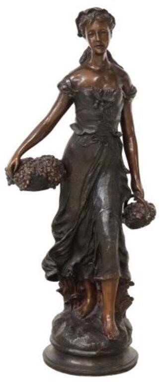 LARGE BRONZE SCULPTURE WOMAN WITH
