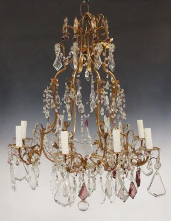 ITALIAN GILT IRON CRYSTAL NINE LIGHT 3566b5