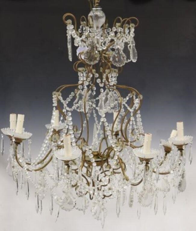 ITALIAN GILT IRON CRYSTAL EIGHT LIGHT 3566b6