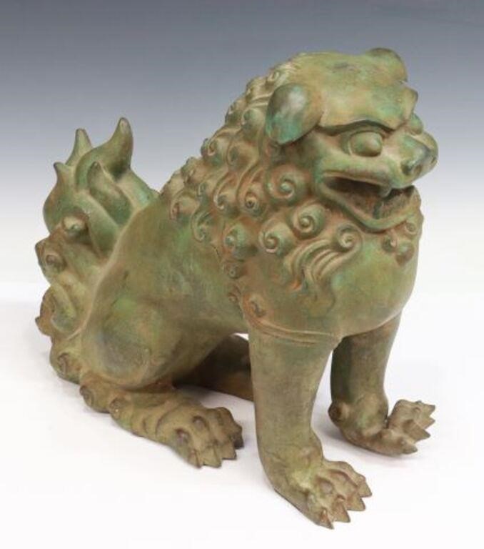 MONROE PATINATED BRONZE FOO LION