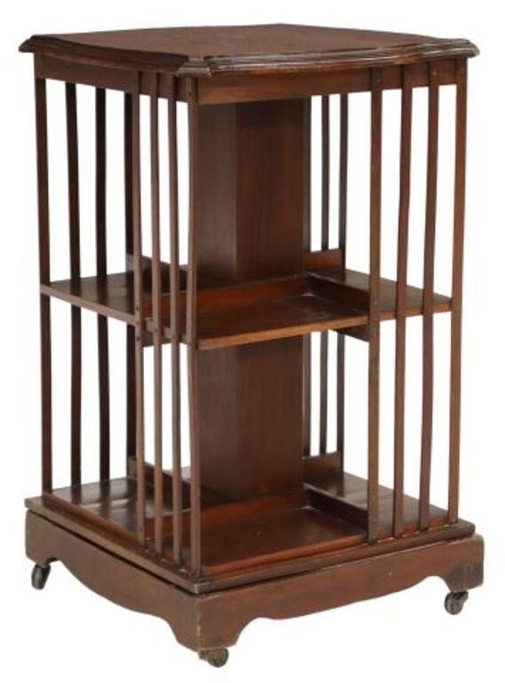 ENGLISH MAHOGANY ROTATING BOOKCASE