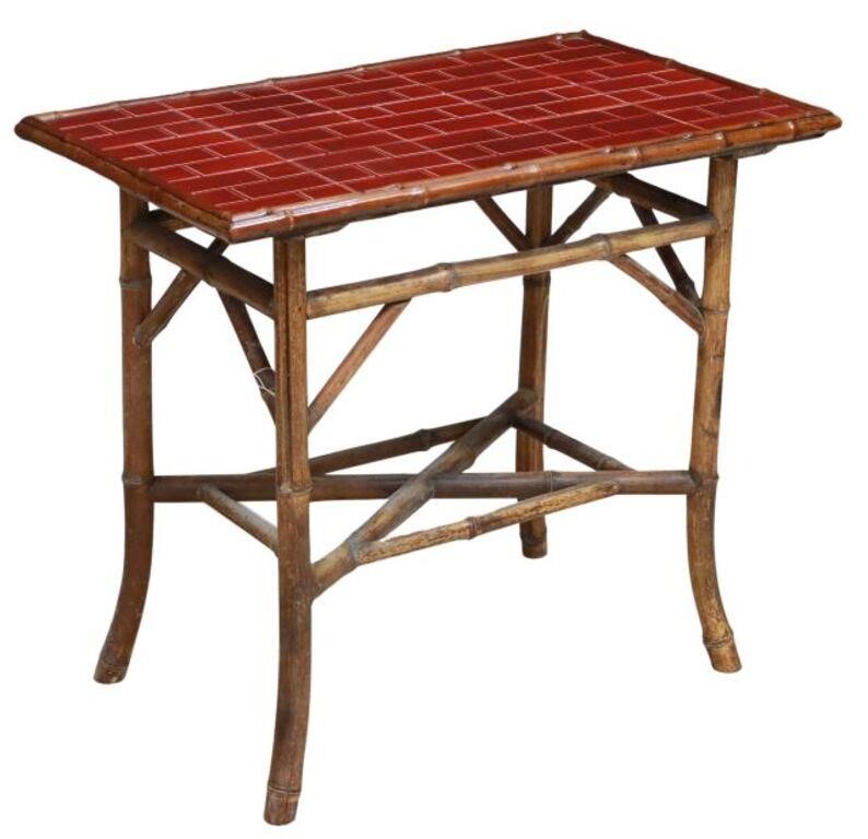 LATE VICTORIAN RED TILED TOP BAMBOO