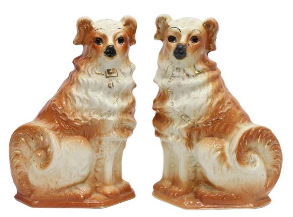 (2) ENGLISH STAFFORDSHIRE MANTEL DOGS(pair)