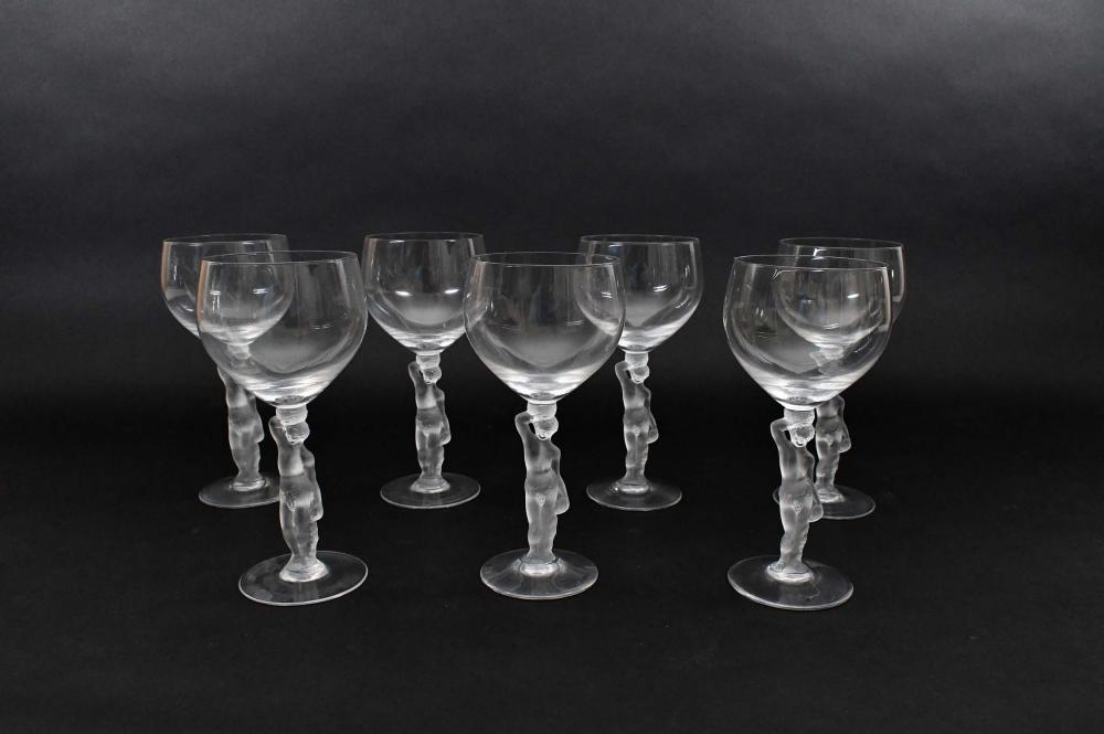 SEVEN LALIQUE STYLE PART FROSTED 35412f