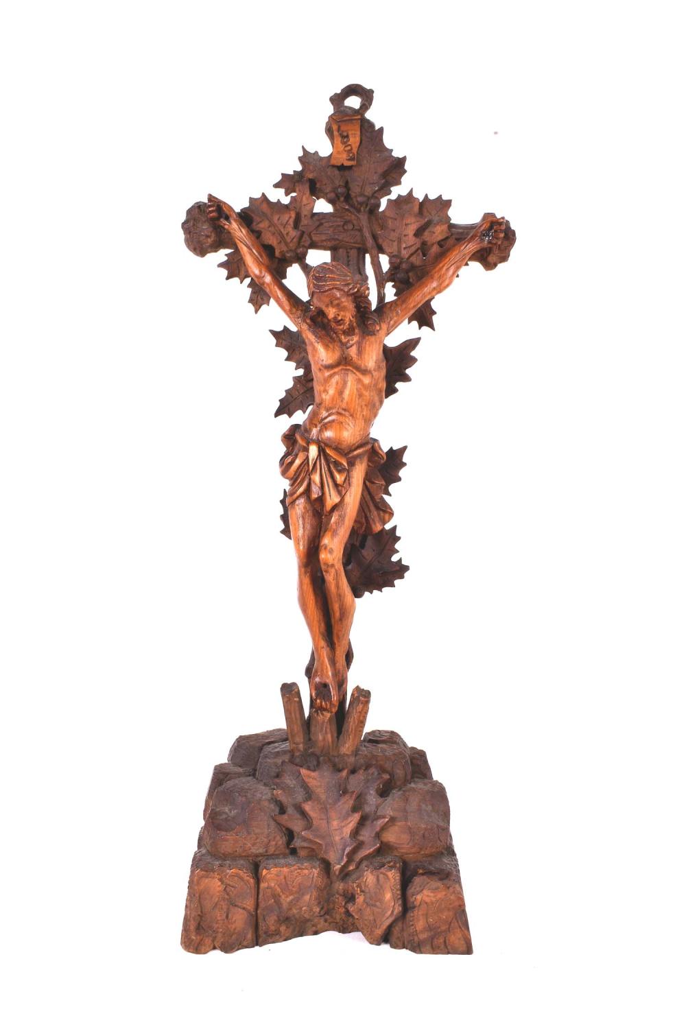 EUROPEAN WOOD CARVED CHRIST ON 354222