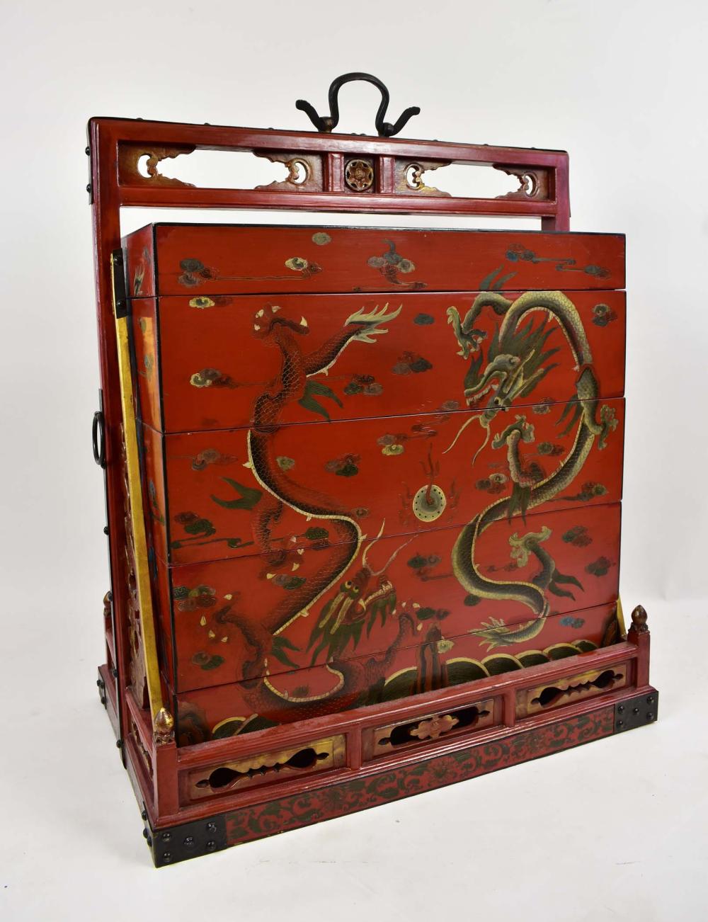 CHINESE LARGE RED LACQUER WEDDING