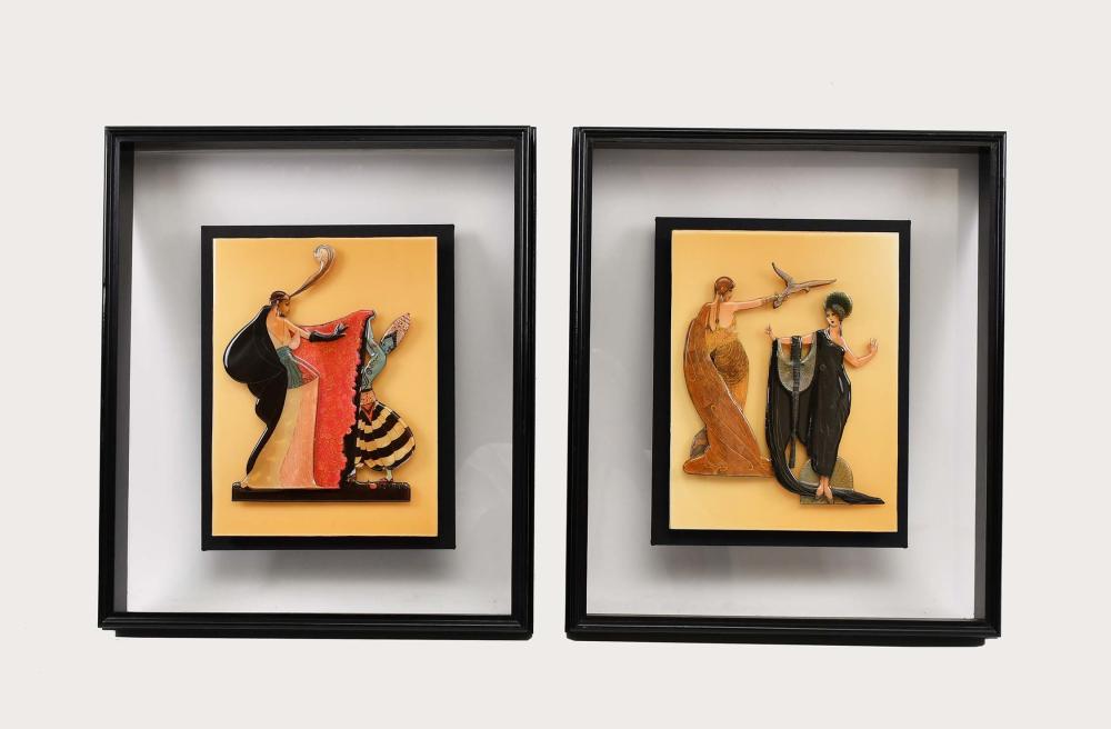 MANNER OF ERTE TWO ACRYLIC RELIEFSPair 35423d