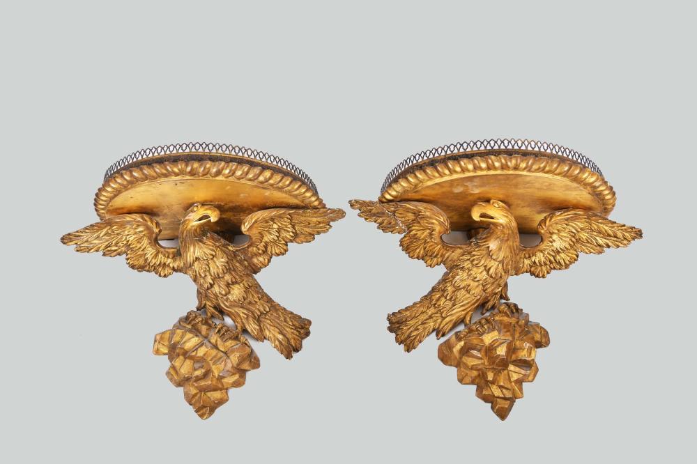 PAIR OF ANTIQUE GILT WOOD EAGLE BRACKETS2nd