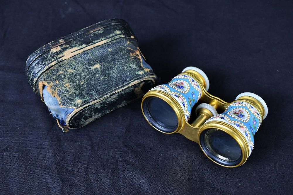 PAIR OF FRENCH ENAMEL DECORATED OPERA