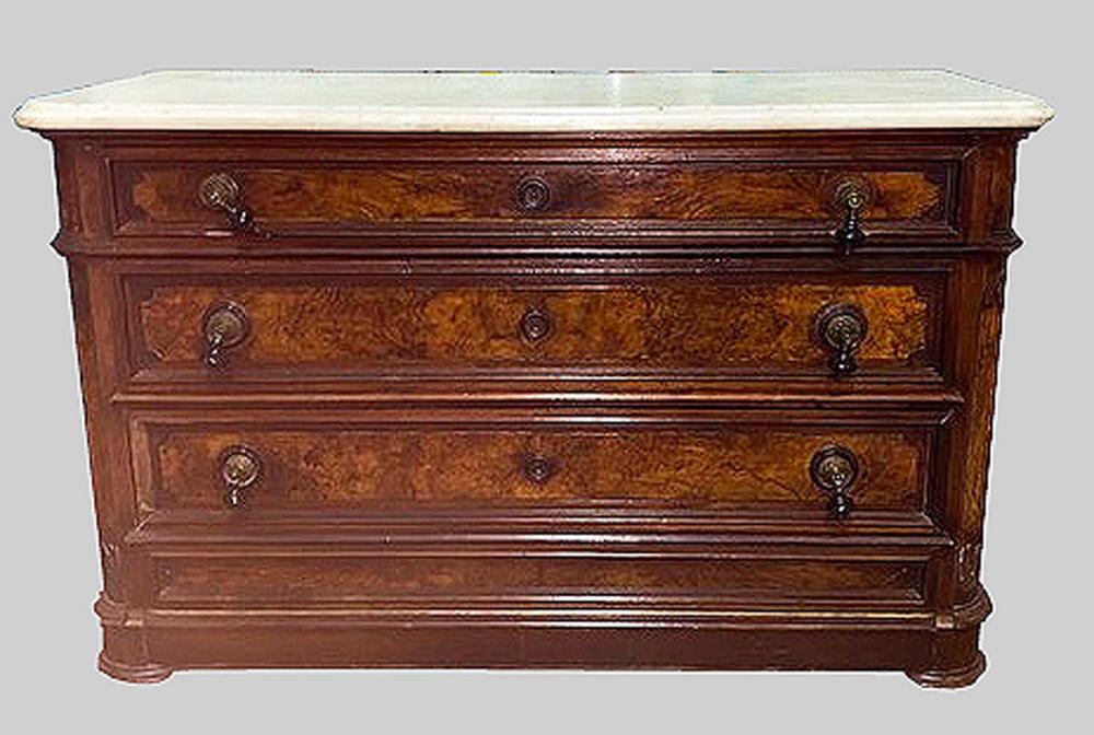 VICTORIAN MARBLE TOP WALNUT CHEST