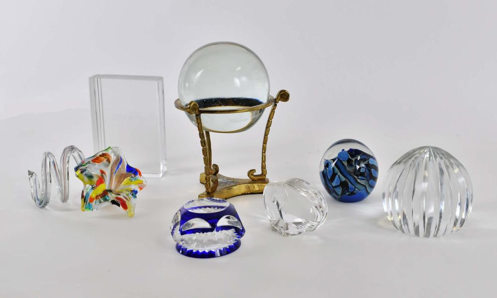 SEVEN VARIED GLASS PAPERWEIGHTSComprising  354397