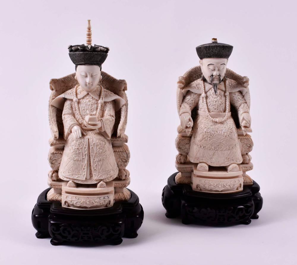 CHINESE CARVED EMPEROR AND EMPRESSEach 3543b0