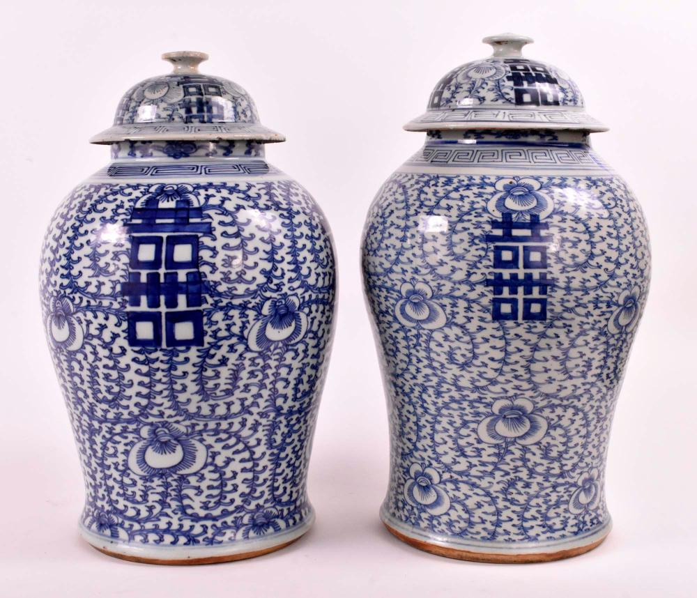 PAIR OF CHINESE BLUE & WHITE PORCELAIN