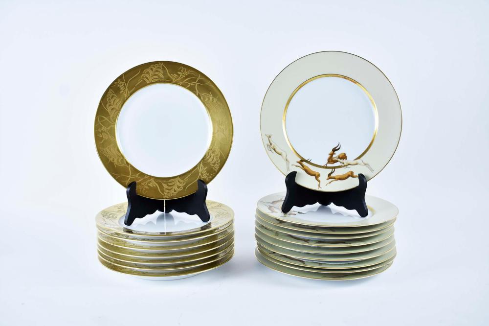 TWO SETS OF NINE PORCELAIN DESSERT