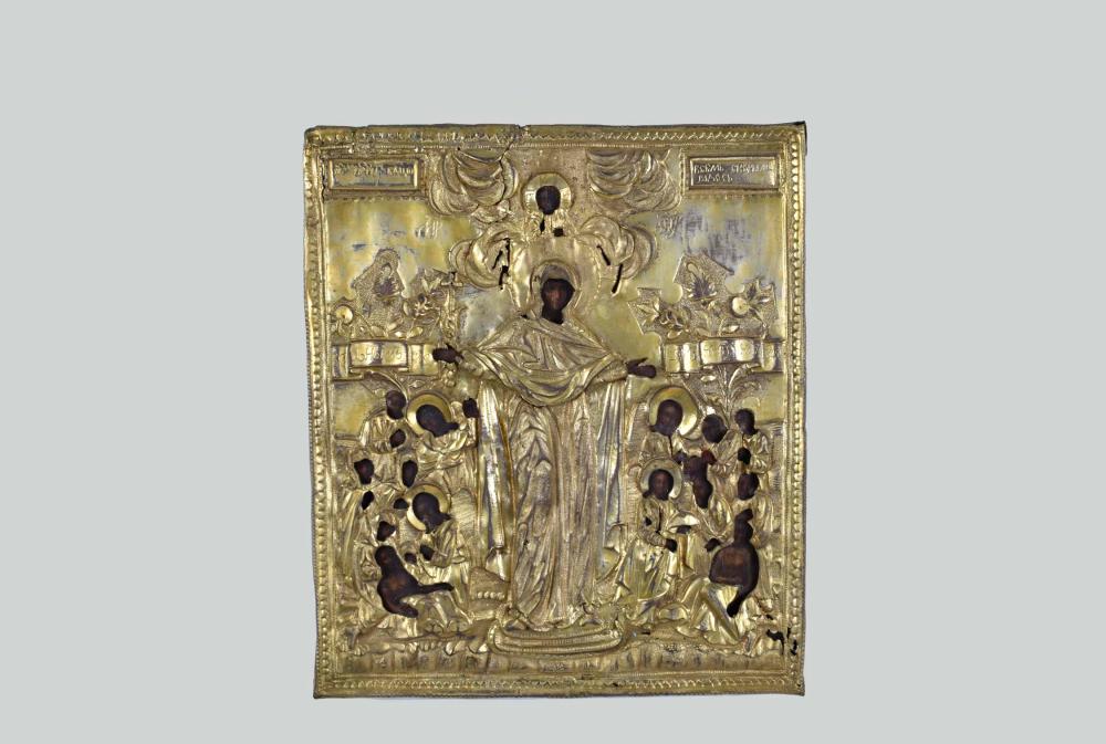RUSSIAN PAINTED ICON WITH GILT 354460