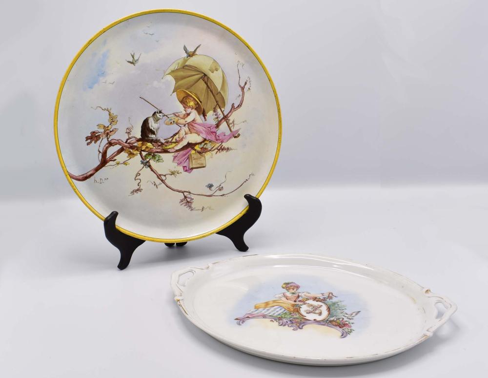 FRENCH FAIENCE PLATTER AND A PORCELAIN 354469