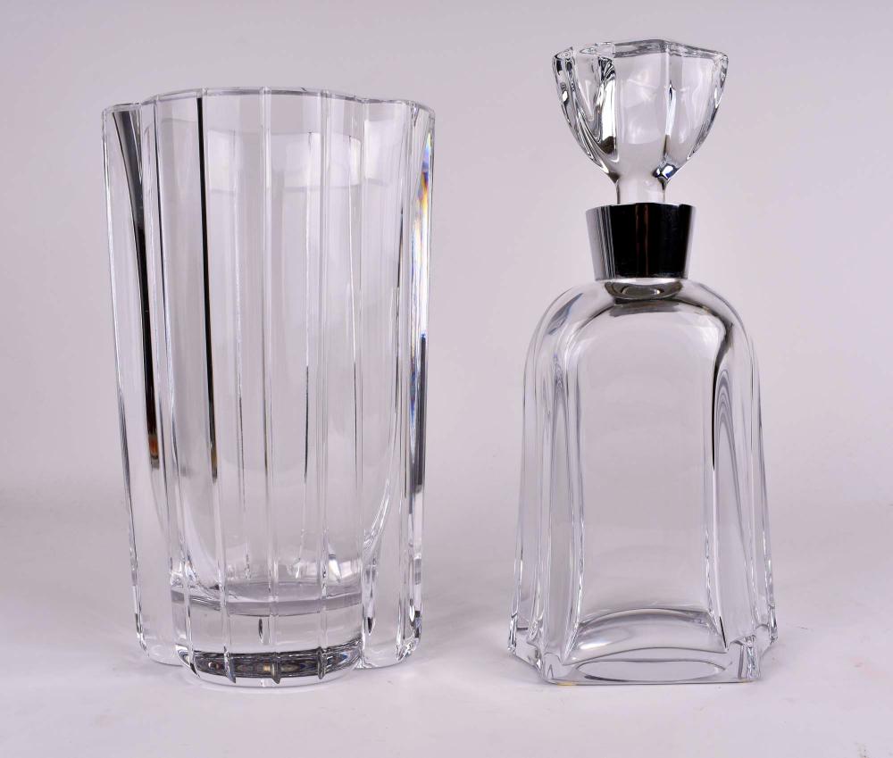 TWO VAL ST. LAMBERT COLORLESS GLASS