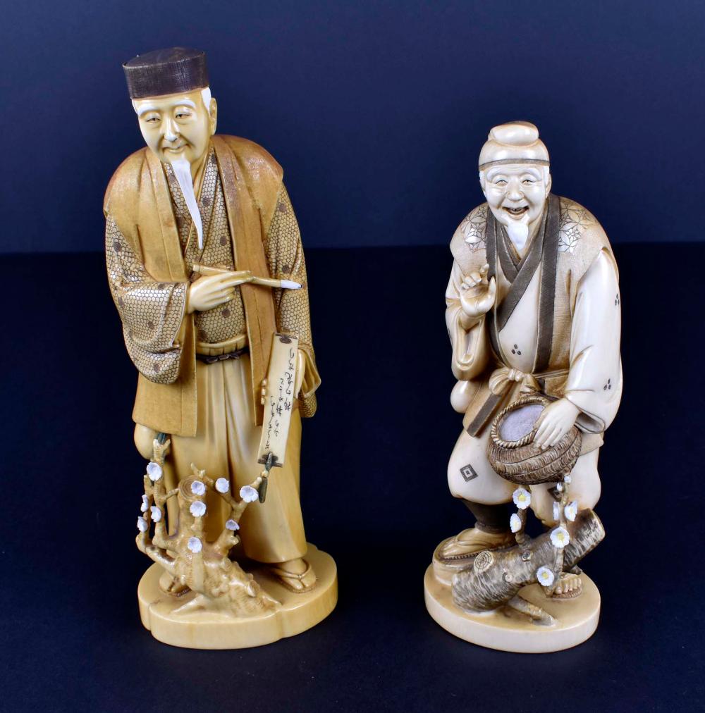 TWO JAPANESE OKIMONO OF ELDERLY