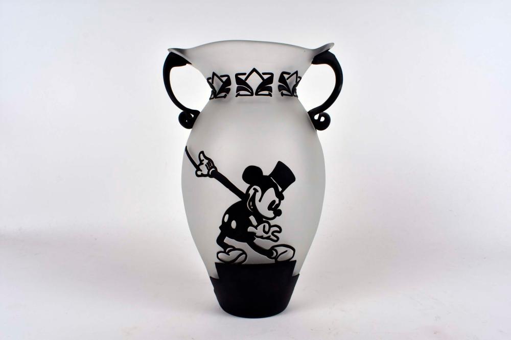 DISNEY CAMEO CUT GLASS VASESigned