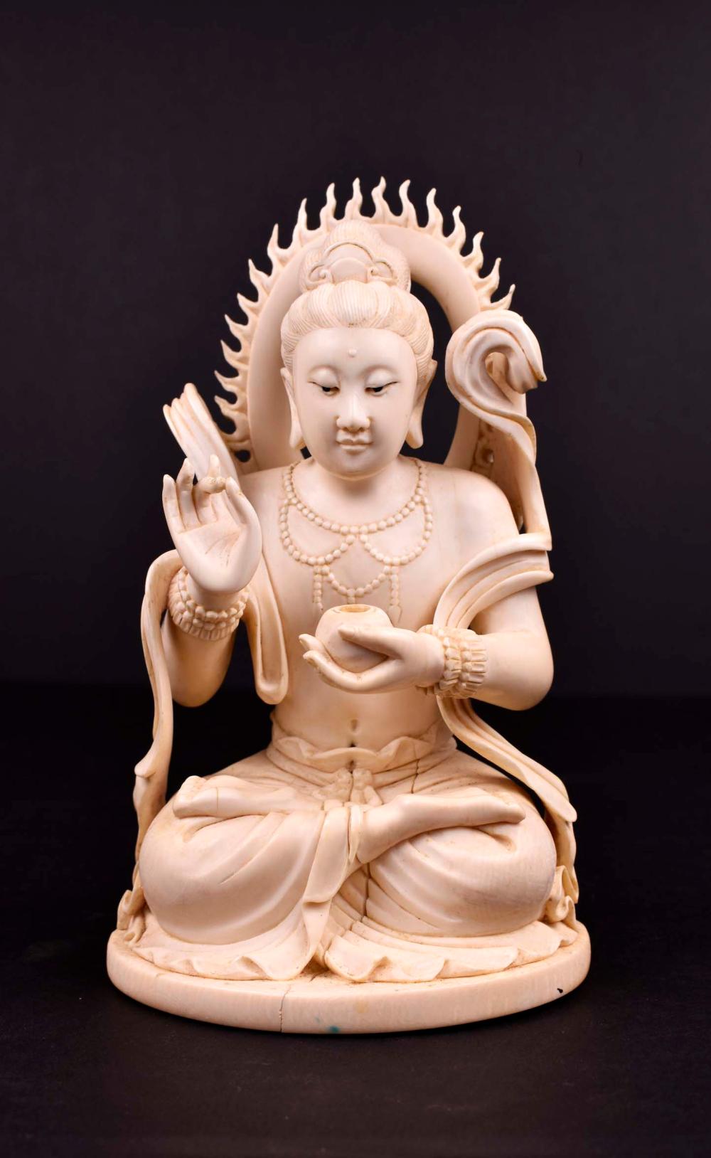 FINE CHINESE CARVED SEATED BODHISATTVALate 3544dd