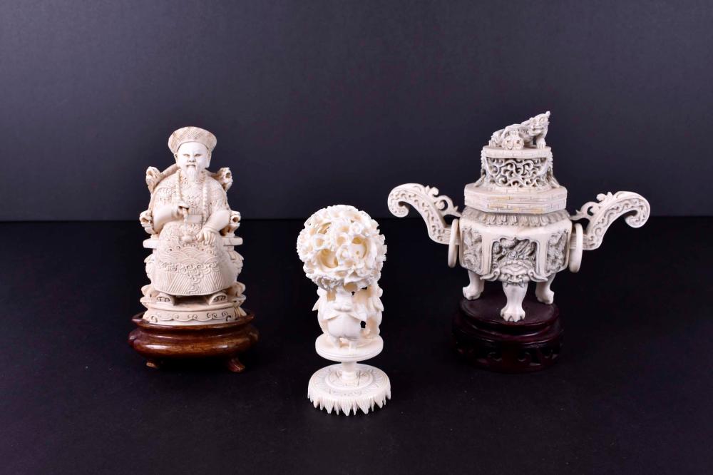 THREE CHINESE CARVED OBJECT STUDIESComprising: