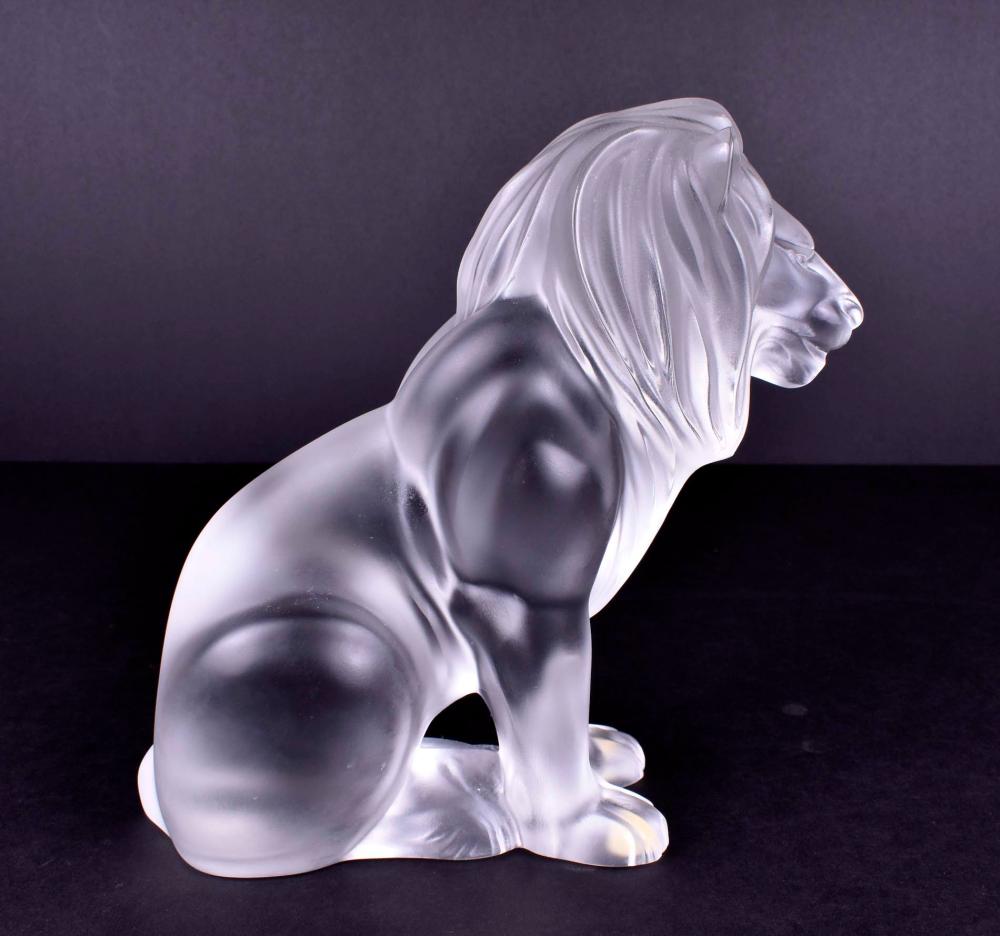 LALIQUE FROSTED GLASS LIONThe underside