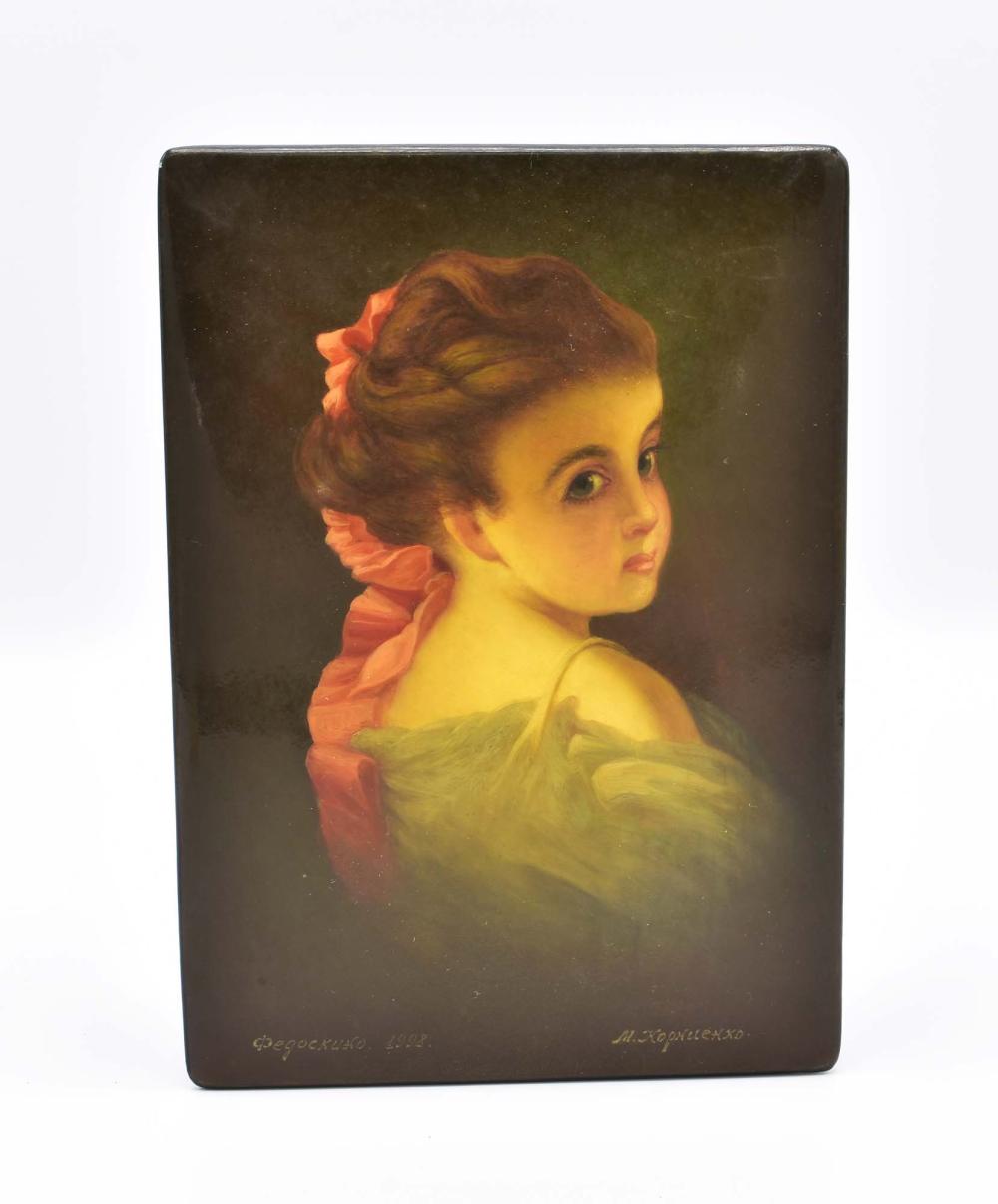 RUSSIAN PAINTED LACQUER PORTRAIT