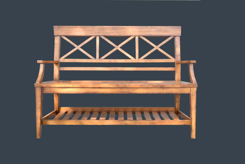 TRADITIONAL PLANK SEAT WOOD SETTEE20th