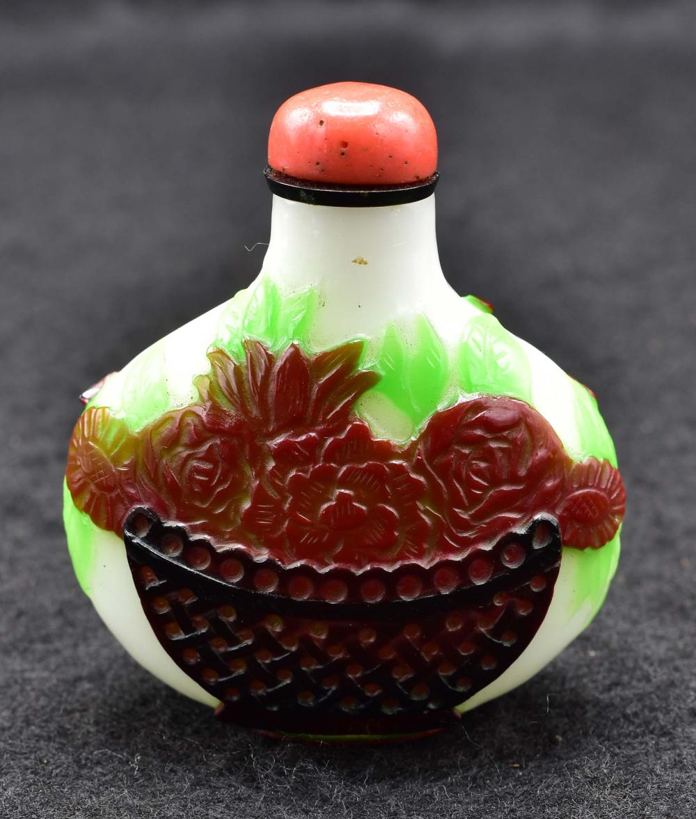 CHINESE THREE COLOR PEKING GLASS 35459d