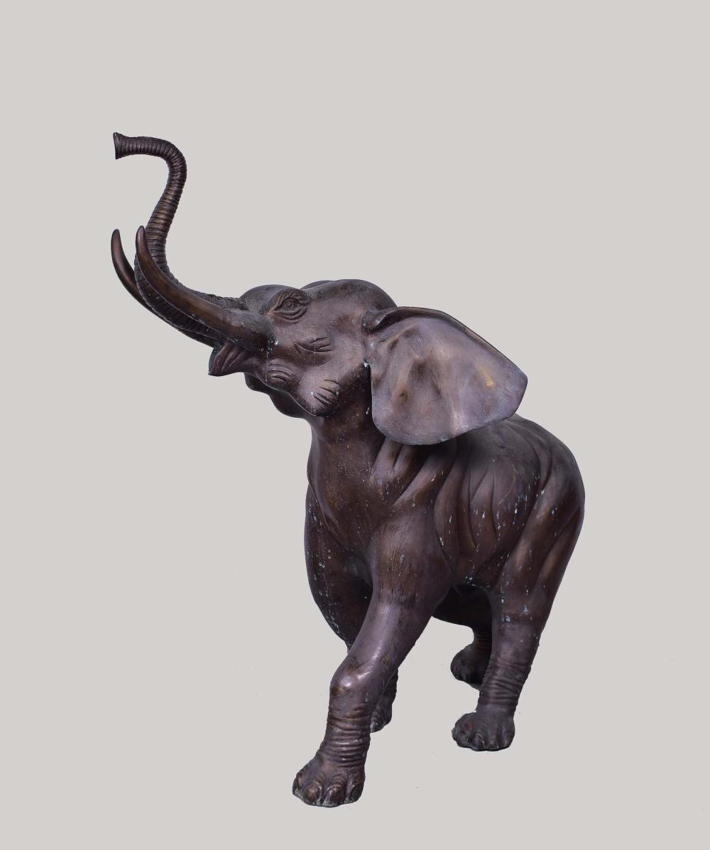 OUTDOOR PATINATED BRONZE ELEPHANTModern.